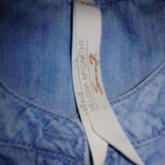 EUC Plus Size Melissa McCarthy Seven7 Button Down Embroidered Denim Top-Size 1X - Picture 12 of 16